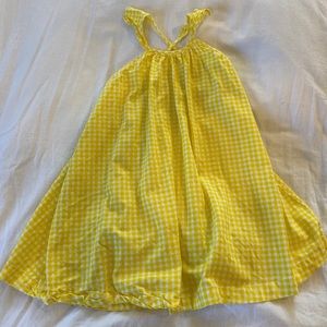 Alice + Ames Yellow Gingham Flutter Sleeve Crossback Cotton Dress